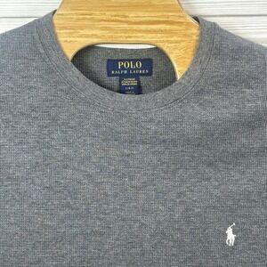 Polo Ralph Lauren Men's Dark Gray Thermal Sweater‎ Shirt Waffle Knit Sz Lg